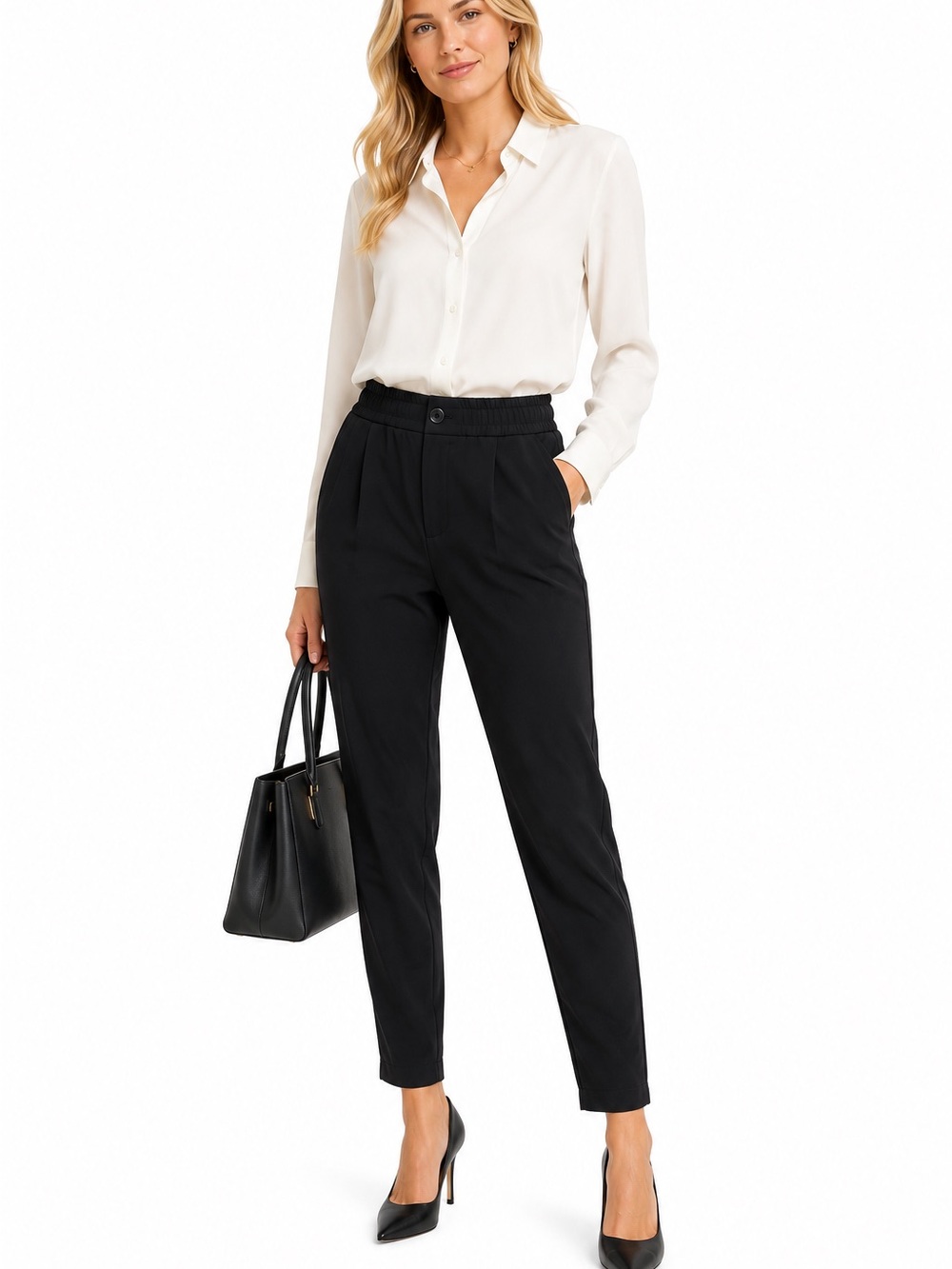Banana Republic Factory Airstretch Black Large Ankle Pants Travel Work